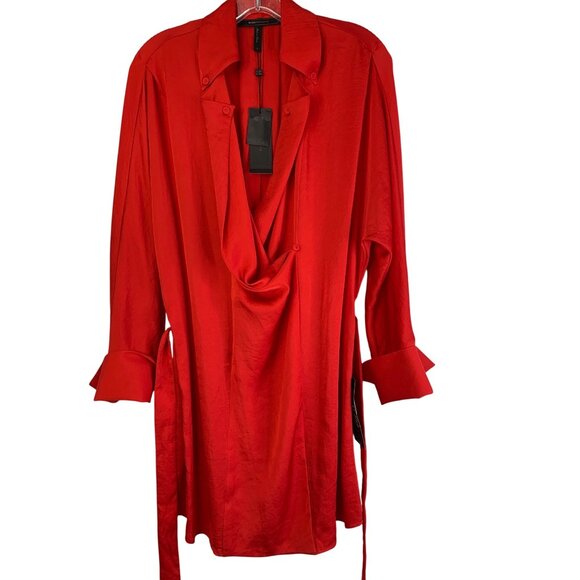 BCBG Maxazria Diane Red Shirt Dress Size S Long Sleeve NWT $248 - Picture 9 of 15